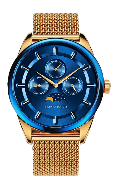Venice Moonphase Blue Gold Mesh