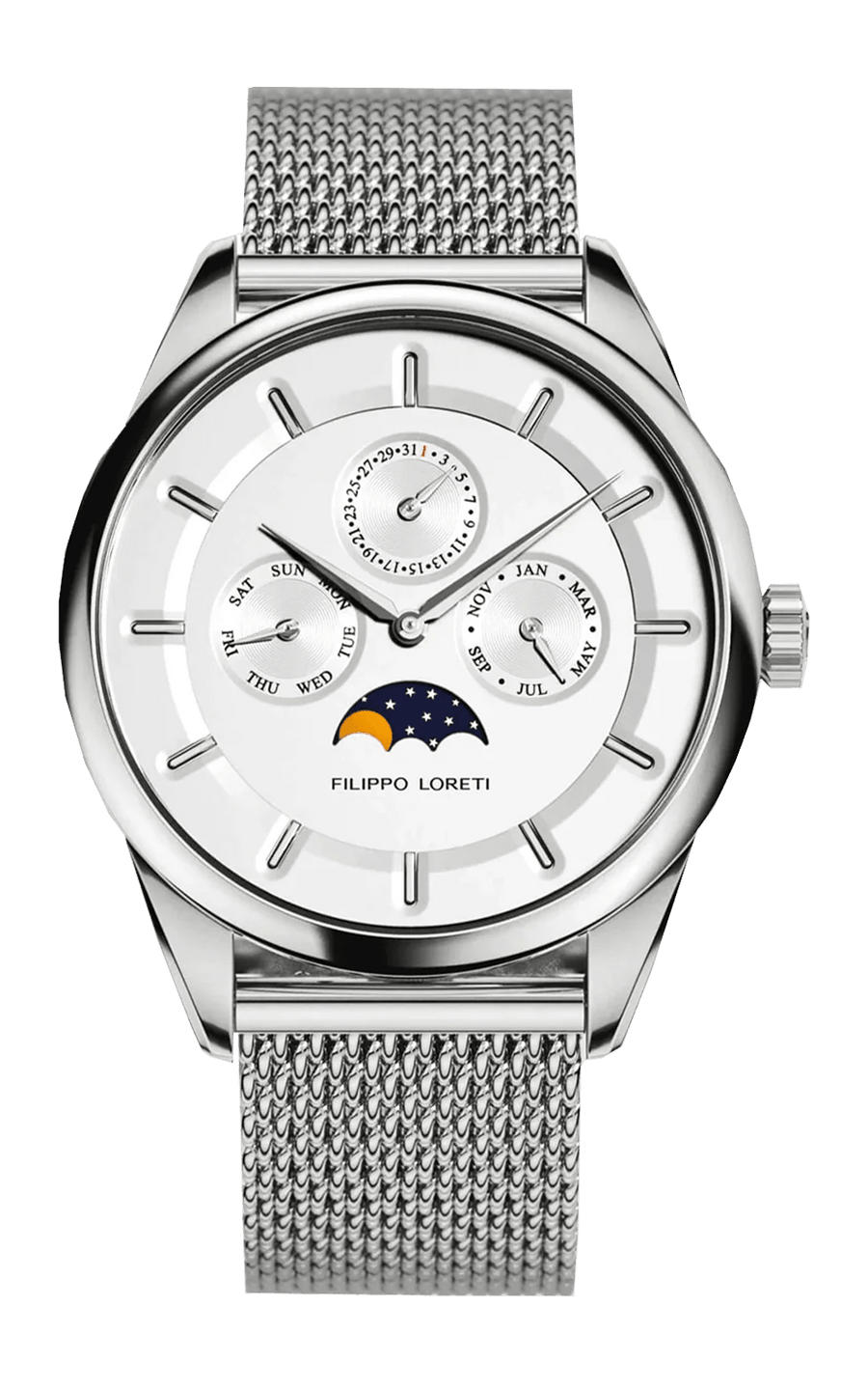 Venice Moonphase Silver Mesh