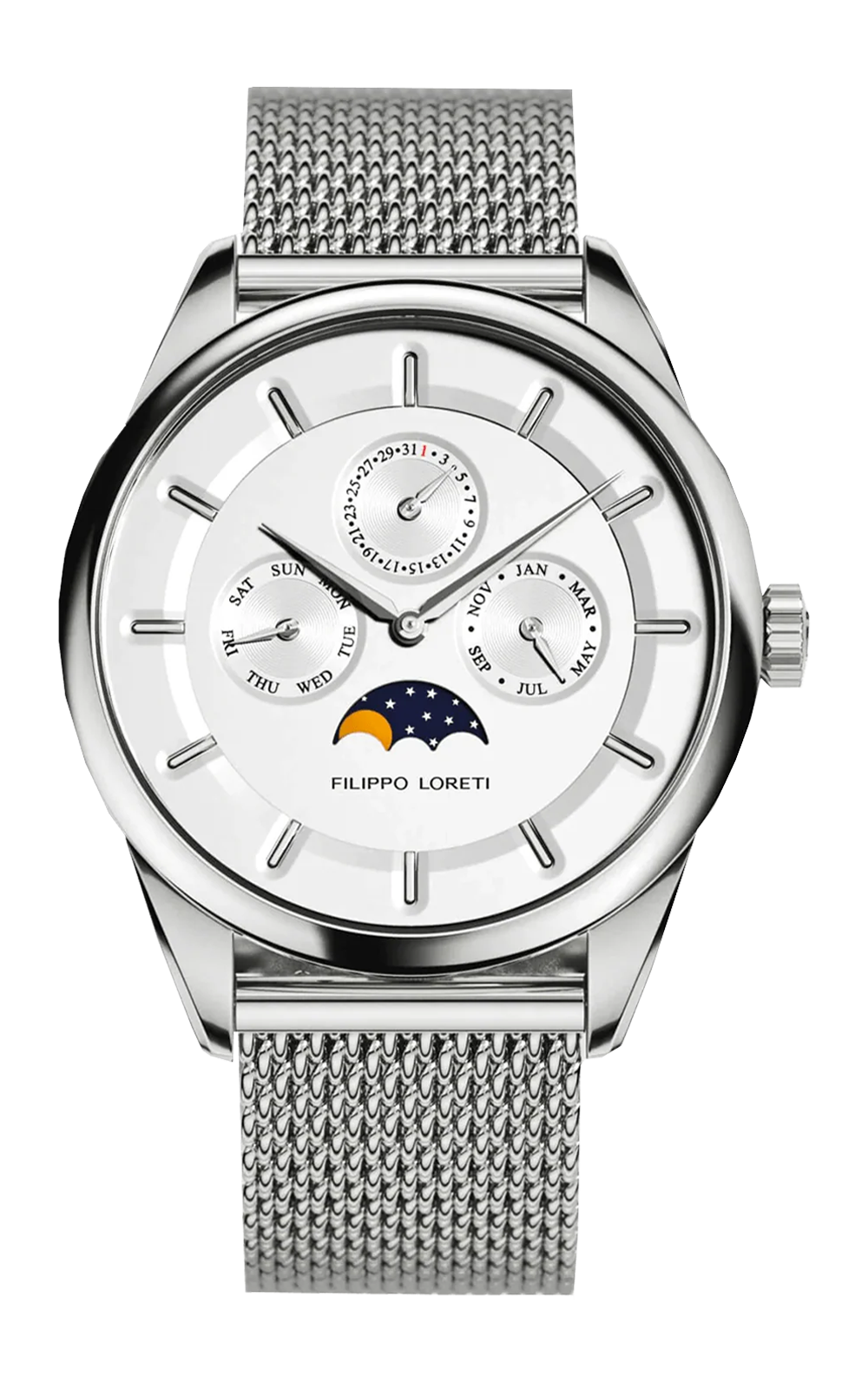 Venice Moonphase Silver Mesh