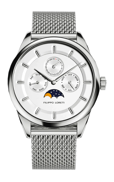 Venice Moonphase Silver Mesh