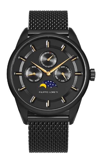 Venice Moonphase Black Gold Mesh