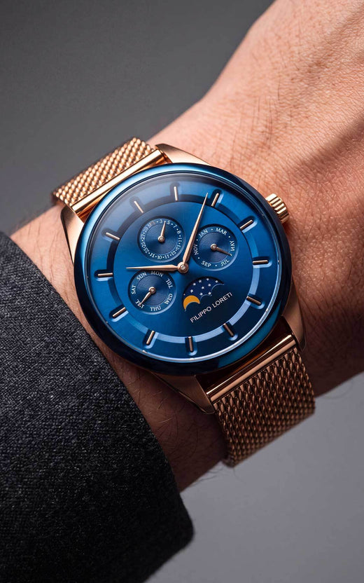 Venice Moonphase Blue Gold Mesh