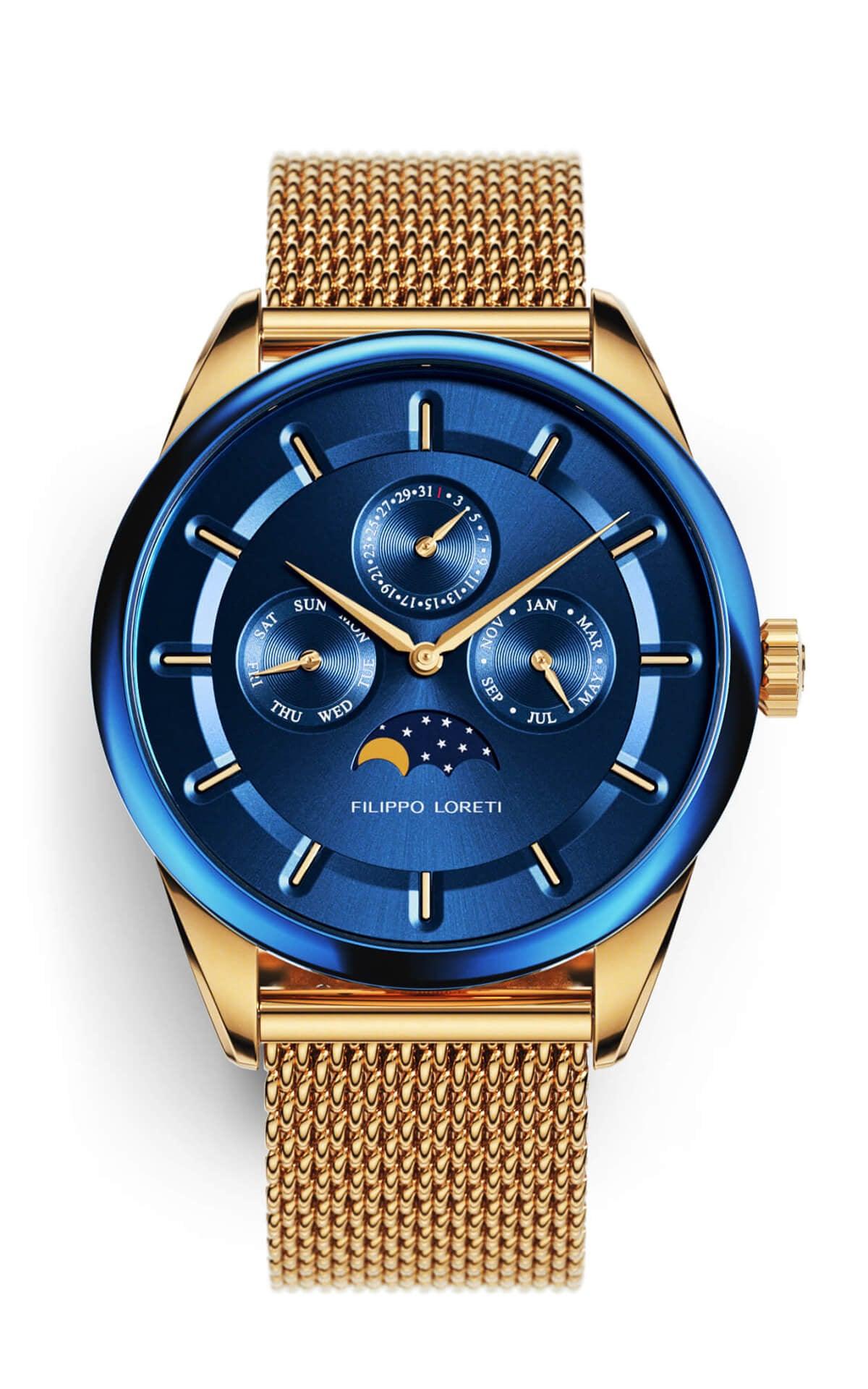 Venice Moonphase Blue Gold Mesh - Filippo Loreti