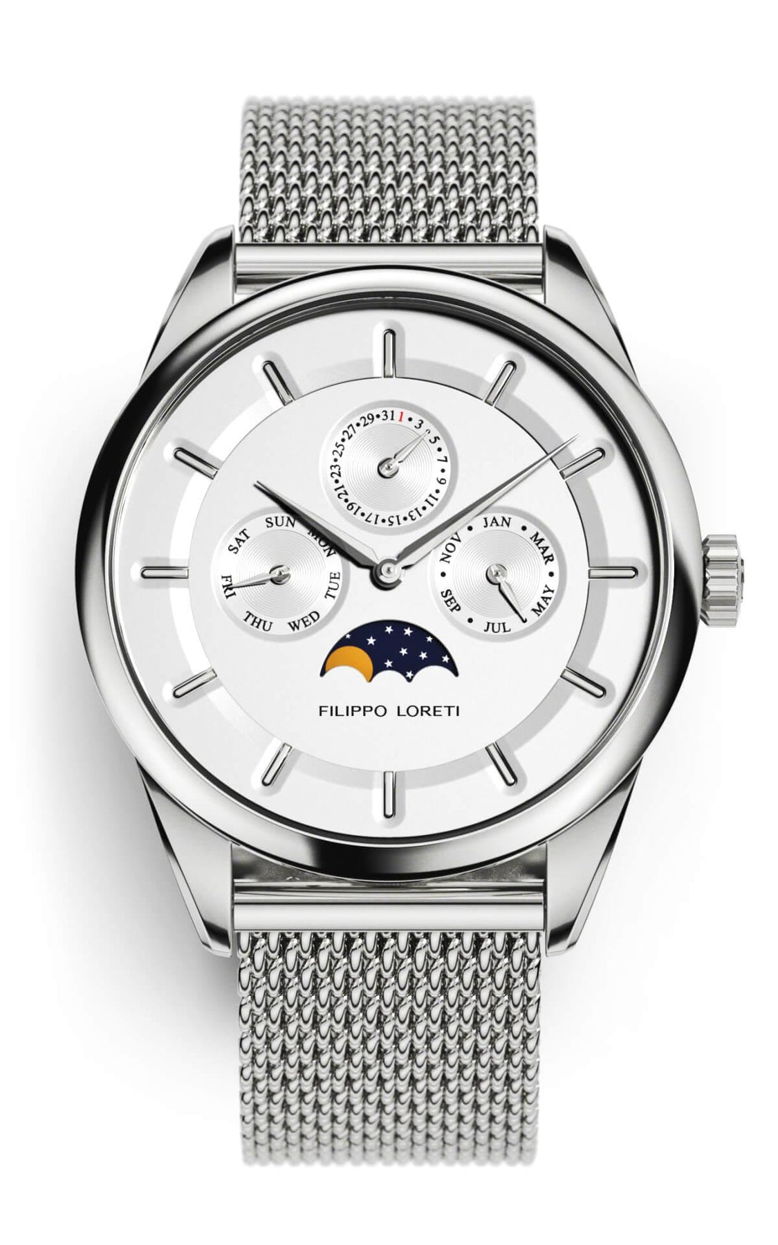 Venice Moonphase Silver Mesh - Filippo Loreti